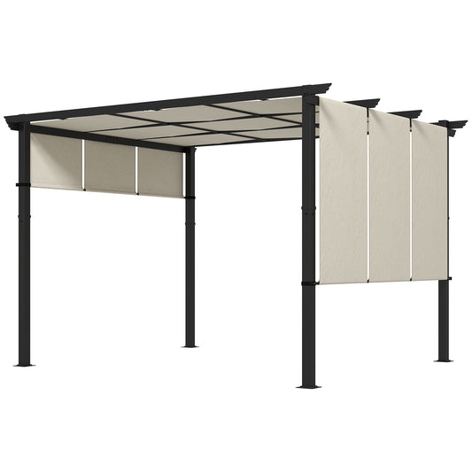 10' x 12' Metal Pergola, Outdoor Pergola with Retractable Canopy, for Garden, Patio, Backyard, Deck
