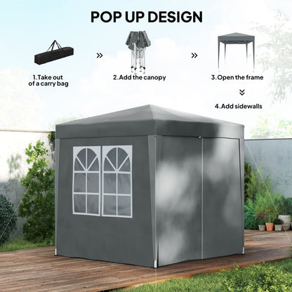 6.6'x6.6' Pop Up Canopy Tent with Sidewalls, Instant Sun Shelter Camping Gazebo with Carry Bag, Grey