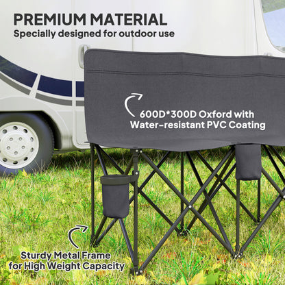 6 Seat Folding Camping Chair with Cup Holder and Carrying Case for Camping, Picnic, Sports Events, Dark Grey