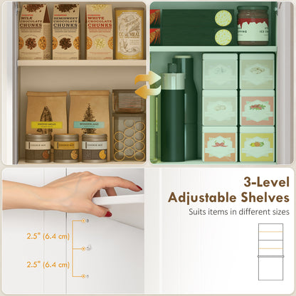 Tall Pantry Cabinet, 67" Kitchen Storage Cabinet with Adjustable Shelves and 2 Drawers for Kitchen, Dining Room, White