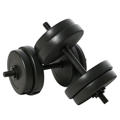 Soozier Adjustable 2 x 22lbs Weight Dumbbell Set for Weight Fitness Training Exercise Fitness Home Gym Equipment, Black (Pair)