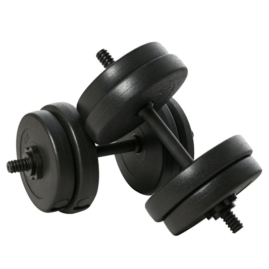 Soozier Adjustable 2 x 22lbs Weight Dumbbell Set for Weight Fitness Training Exercise Fitness Home Gym Equipment, Black (Pair)
