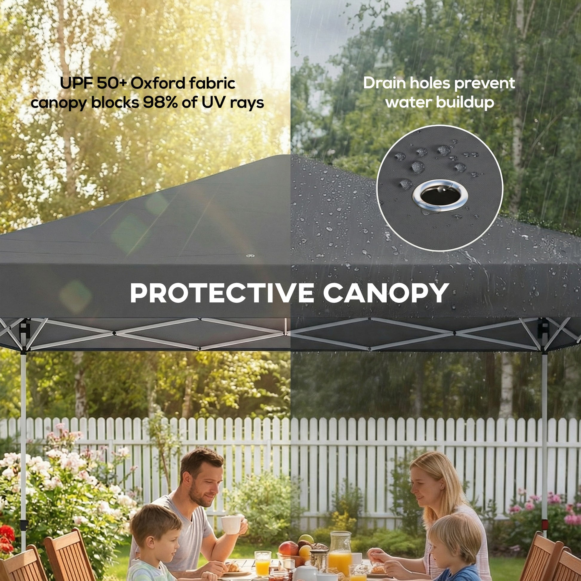Pop Up Canopy Waterproof Canopy Tent with Carrying Bag for Parties Garden BBQs 9.8' x 9.8', Dark Grey