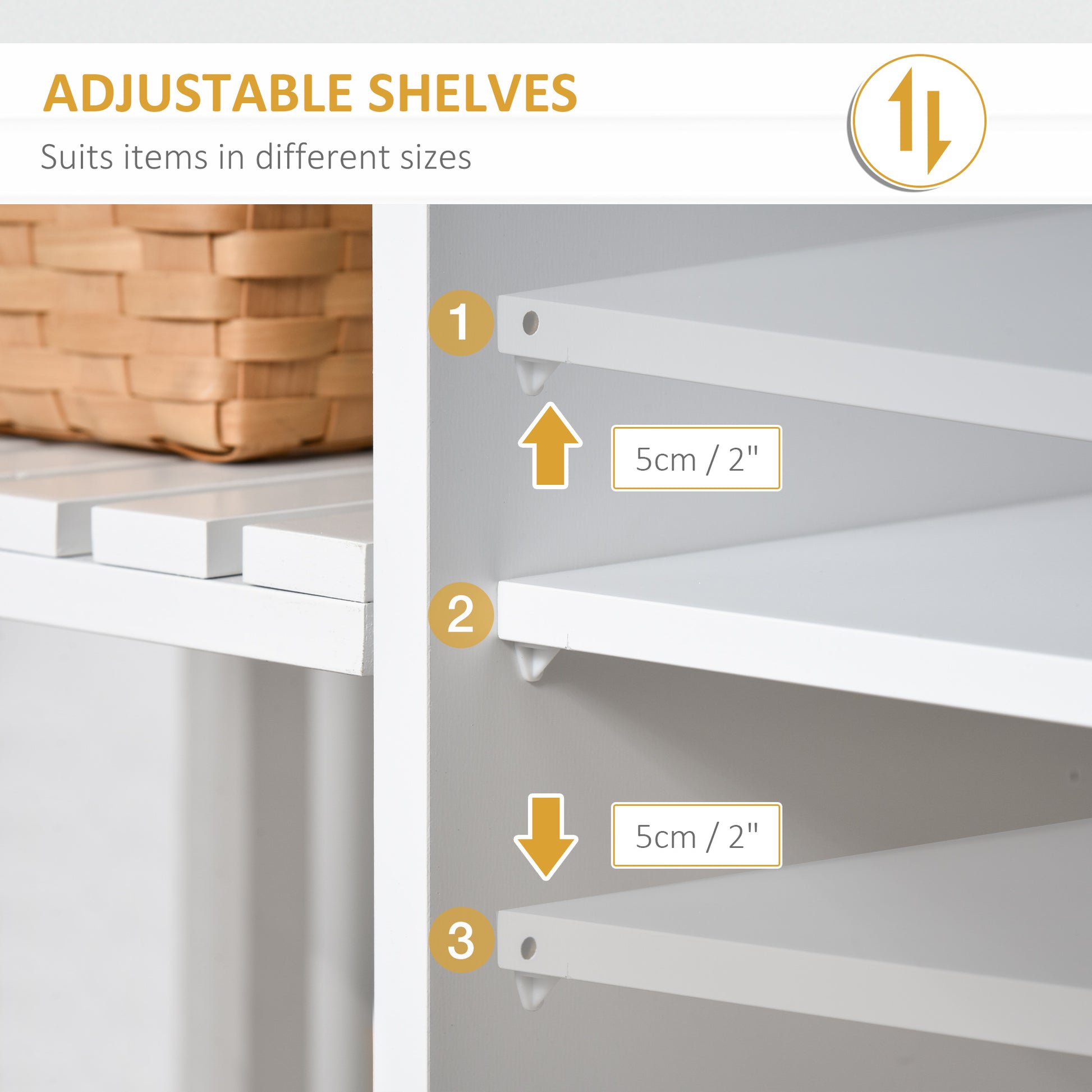 Kitchen Cart on Wheels, Utility Storage Island with Rubber Wood Top, Towel Rack, Cabinets, Drawers, White