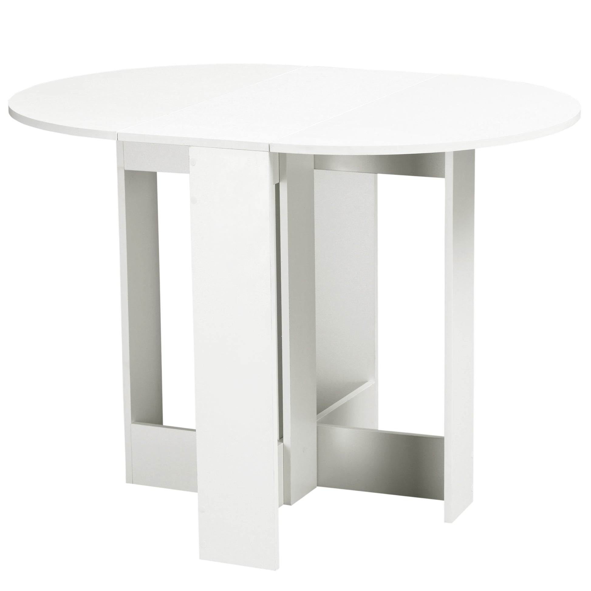 Folding Dining Table, 41" Drop Leaf Table for Small Spaces, Oval Foldable Table for Kitchen, Dining Room, White