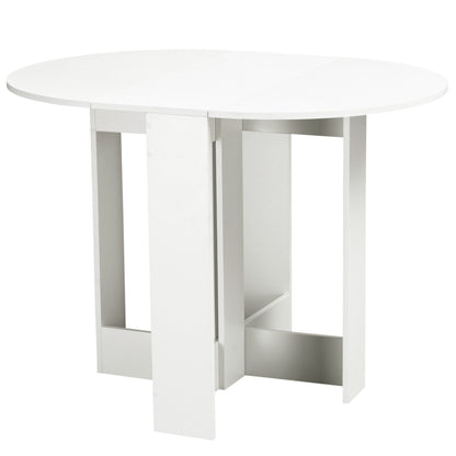 Folding Dining Table, 41" Drop Leaf Table for Small Spaces, Oval Foldable Table for Kitchen, Dining Room, White