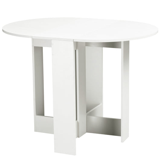 Folding Dining Table, 41" Drop Leaf Table for Small Spaces, Oval Foldable Table for Kitchen, Dining Room, White