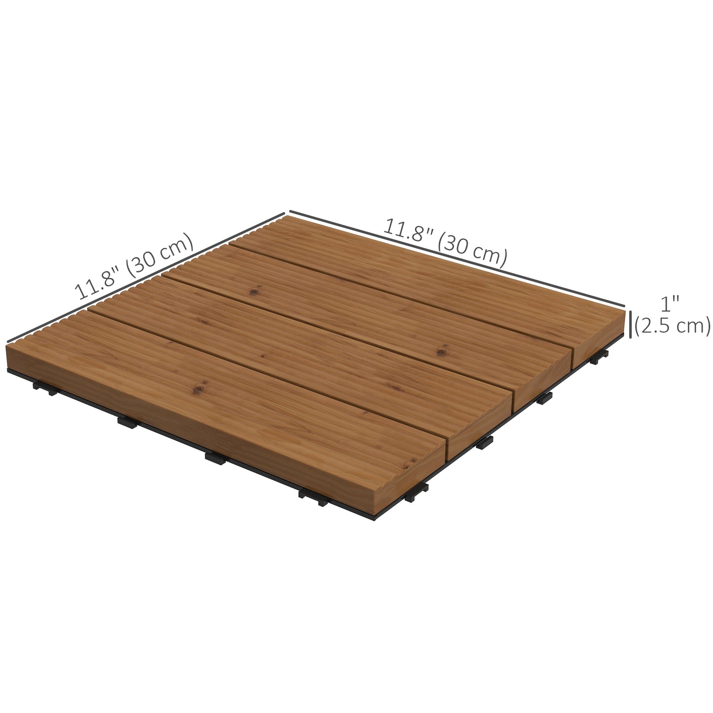 12 Pcs Garden Decking Tiles Wooden Outdoor Flooring Tiles for All Weather Use, Brown