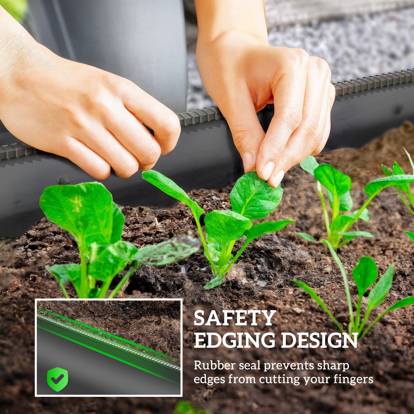 4.9 x 2 x 1ft Galvanized Raised Garden Bed Kit, Metal Planter Box with Safety Edging, Dark Grey