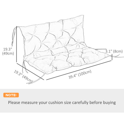 2-Seater Garden Bench Cushion Swing Chair Mat Replacement with Backrest, for Indoor and Outdoor, 39.4"x38.6", Grey