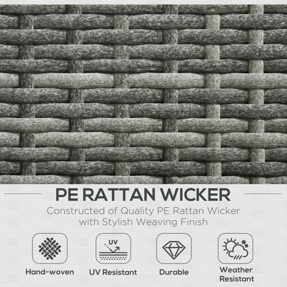 3 Pieces Rattan Wicker Outdoor Conversation Furniture Set w/ Loveseats Coffee Table Cushions for Garden, Patio, Grey