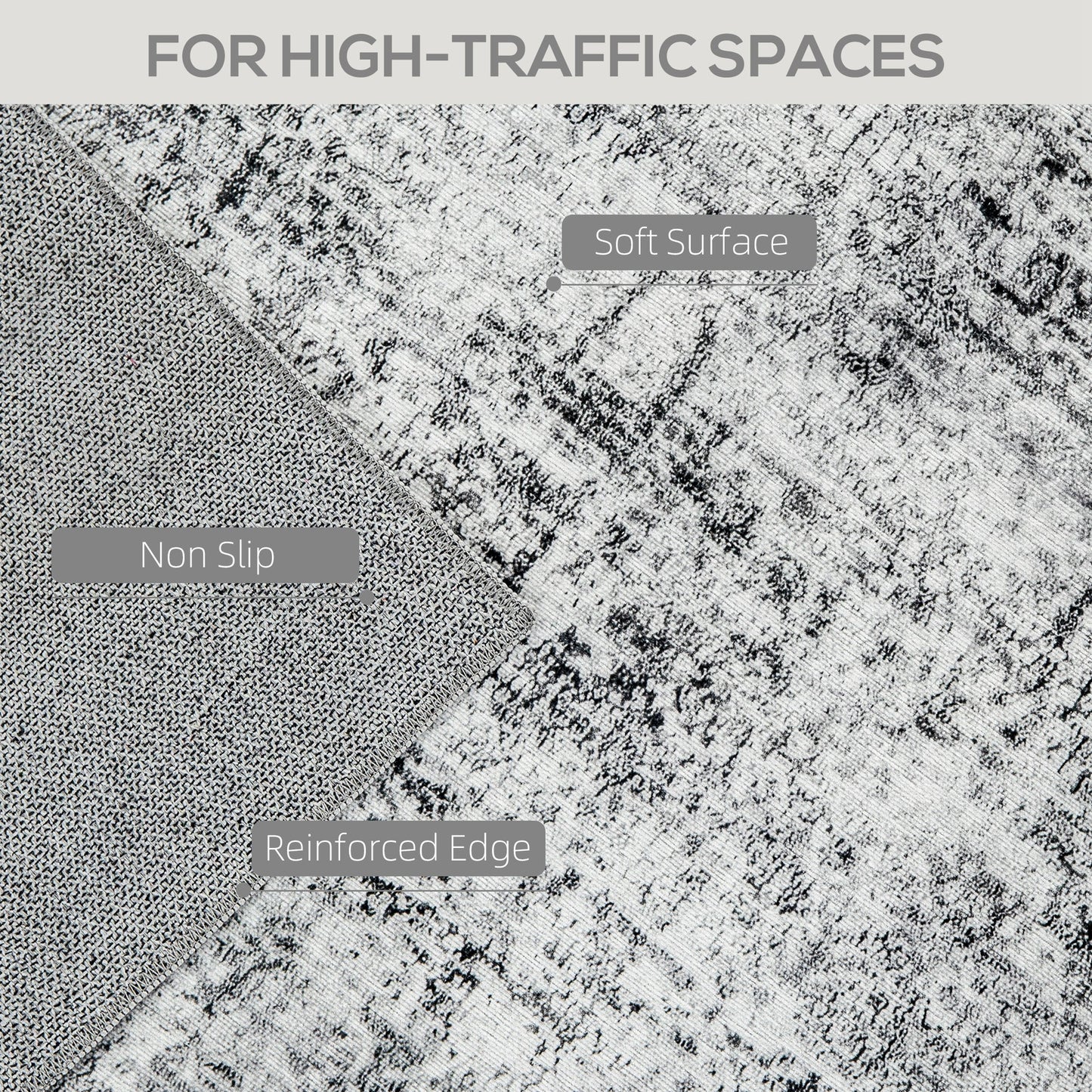 Area Rug for Living Room 6x9, Modern Abstract Machine Washable Rug, Non-Slip Carpet for Bedroom, Dining Room, Grey