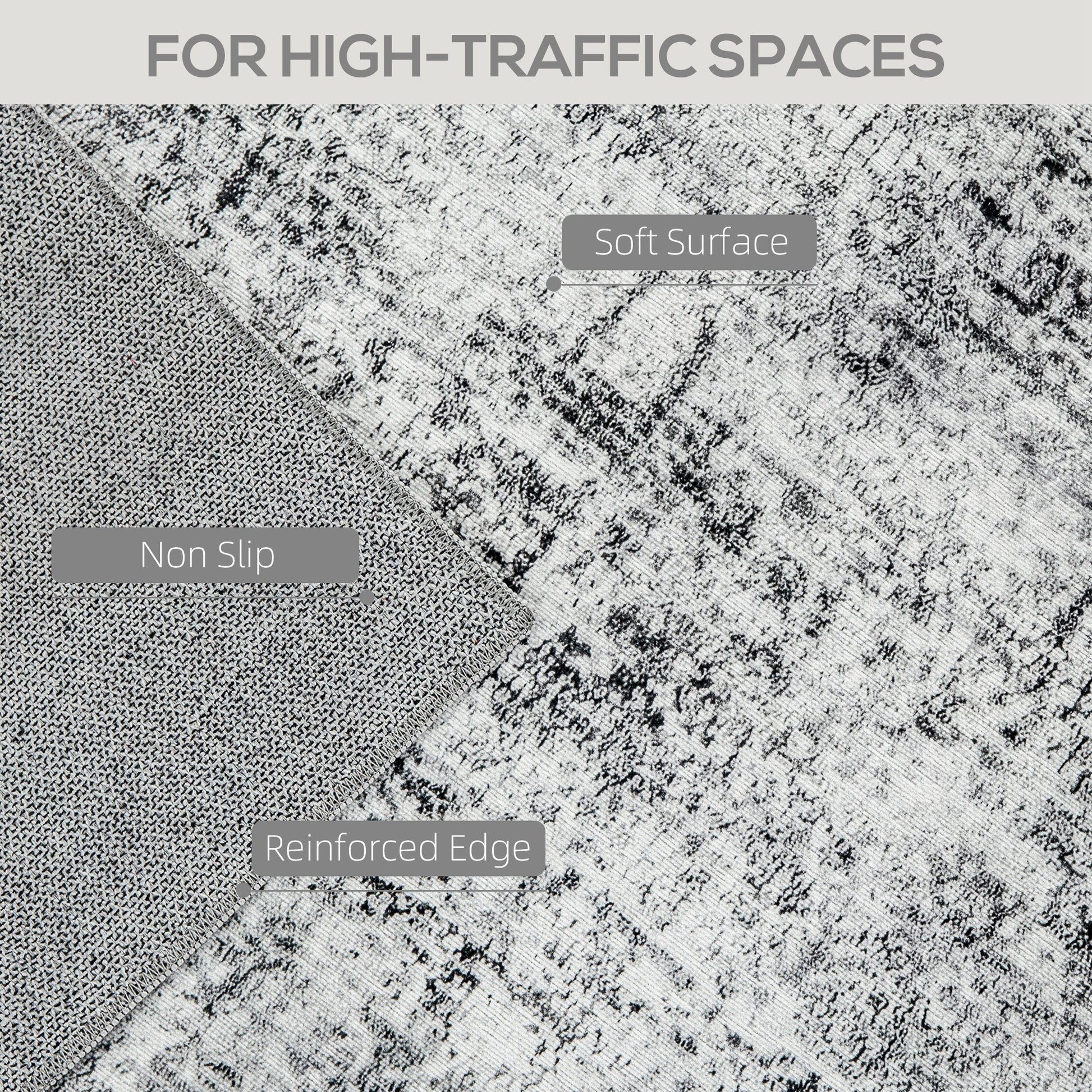 Area Rug for Living Room 6x9, Modern Abstract Machine Washable Rug, Non-Slip Carpet for Bedroom, Dining Room, Grey