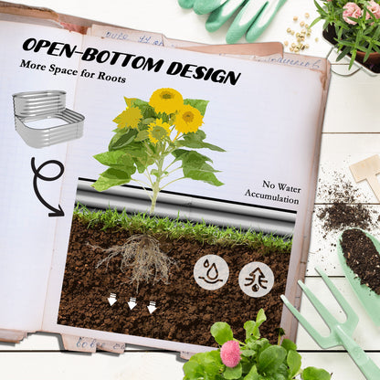 3.4'x3.4'x1' Outdoor Raised Garden Bed, 2-Tier Galvanized Planter Box with Safety Edging for Vegetable, Flower, Fruit