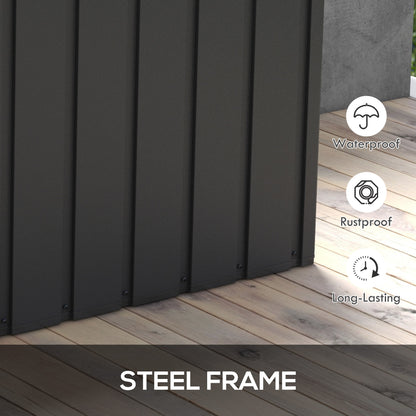119 Gallon Deck Box, Lockable Galvanised Steel Outside Storage Container for Tools, Cushions, Dark Grey