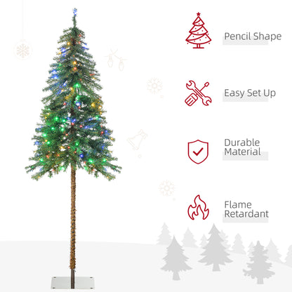 6' Artificial Christmas Tree with Warm White or Colourful LED Lights, Pencil Shape, Steel Base