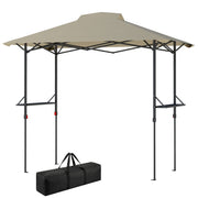 5 x 8.5 ft Pop Up Grill Gazebo with 2 Shelves, UPF 50+ Outdoor Instant Canopy Portable Shelter with Carry Bag, Khaki