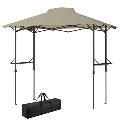 5 x 8.5 ft Pop Up Grill Gazebo with 2 Shelves, UPF 50+ Outdoor Instant Canopy Portable Shelter with Carry Bag, Khaki
