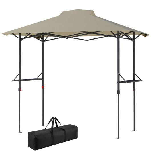 5 x 8.5 ft Pop Up Grill Gazebo with 2 Shelves, UPF 50+ Outdoor Instant Canopy Portable Shelter with Carry Bag, Khaki