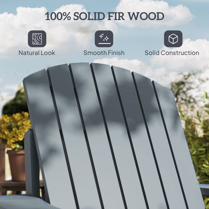 Classic Adirondack Chair, Muskoka Chairs, Garden Deck Chair with Cup Holder for Patio, Indoor, Backyard, Dark Grey