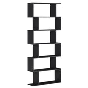 Wooden S Shape Bookcase 6 Shelves Storage Display Home Office Furniture