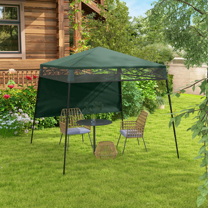 7' x 7' Pop Up Canopy Gazebo Tent with Backpack & Inclined Legs, Green
