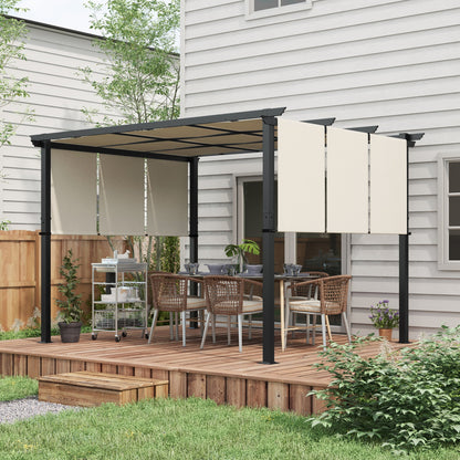 10' x 12' Metal Pergola, Outdoor Pergola with Retractable Canopy, for Garden, Patio, Backyard, Deck
