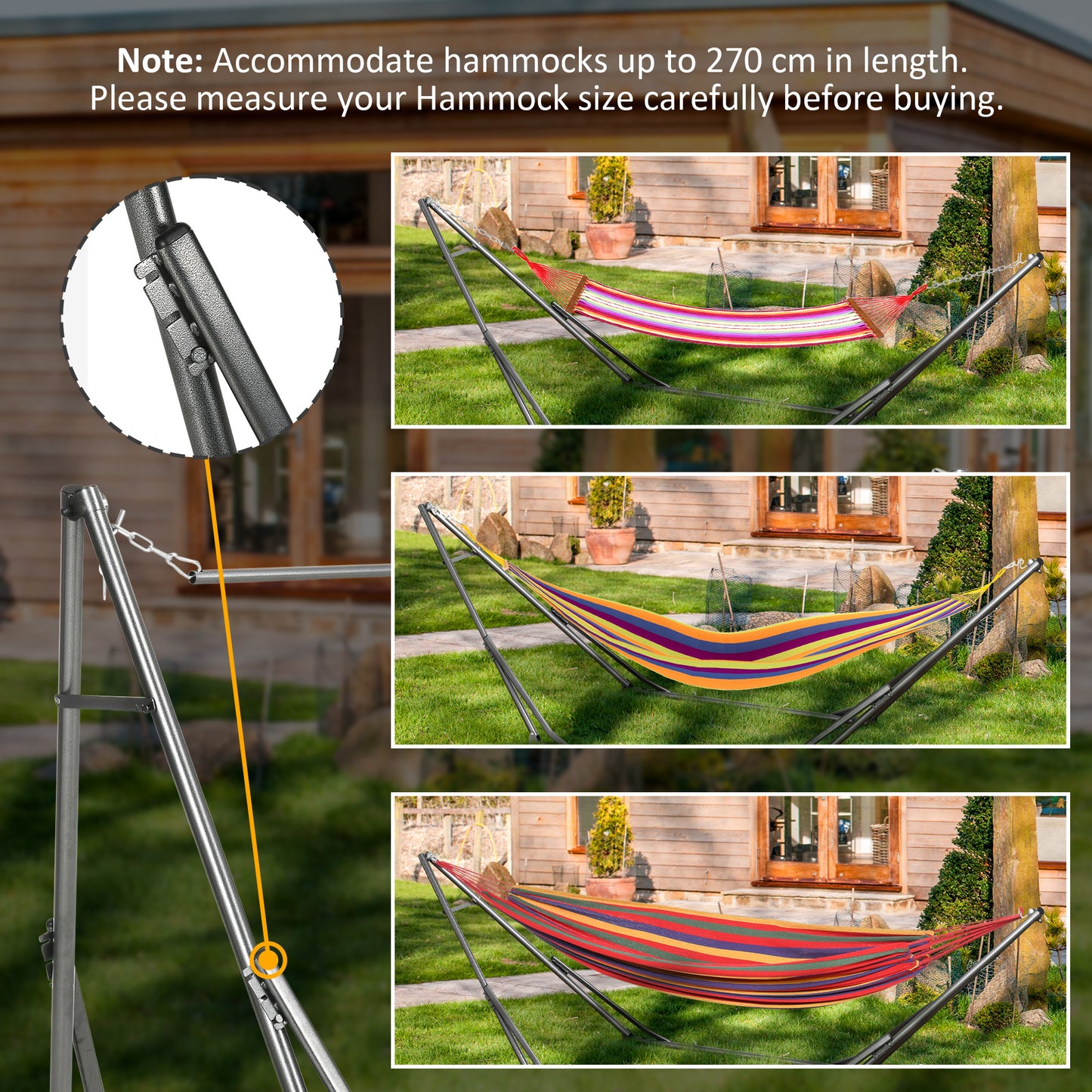 Portable Hammock Stand, 2-in-1 Hammock Net Stand and Hanging Space, Patio, Garden, Yard, Black
