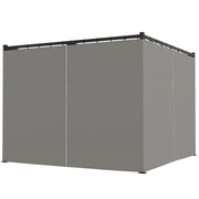 10' x 10' Retractable Pergola Canopy with Sidewalls, Metal Outdoor Gazebo Sun Shade Shelter, Light Grey