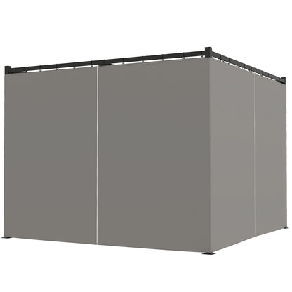10' x 10' Retractable Pergola Canopy with Sidewalls, Metal Outdoor Gazebo Sun Shade Shelter, Light Grey