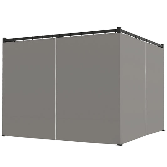 10' x 10' Retractable Pergola Canopy with Sidewalls, Metal Outdoor Gazebo Sun Shade Shelter, Light Grey