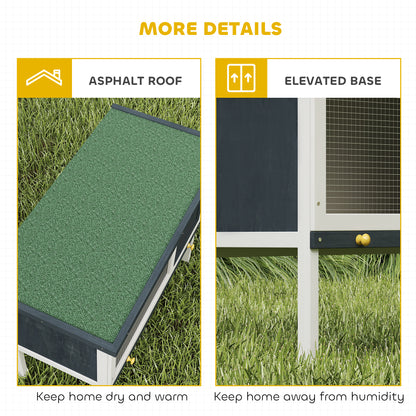 Wooden Outdoor Rabbit Hutch for Small Pet w/ Slide-out Tray, Openable Roof, 35" W x 18" D x 26" H, Dark Grey