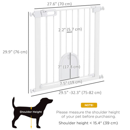 30"-32" Extra Wide Pet Gate Barrier with Small Door, 30"H Dog Gate with Safety Gate Barrier, Stair Pressure Fit, White