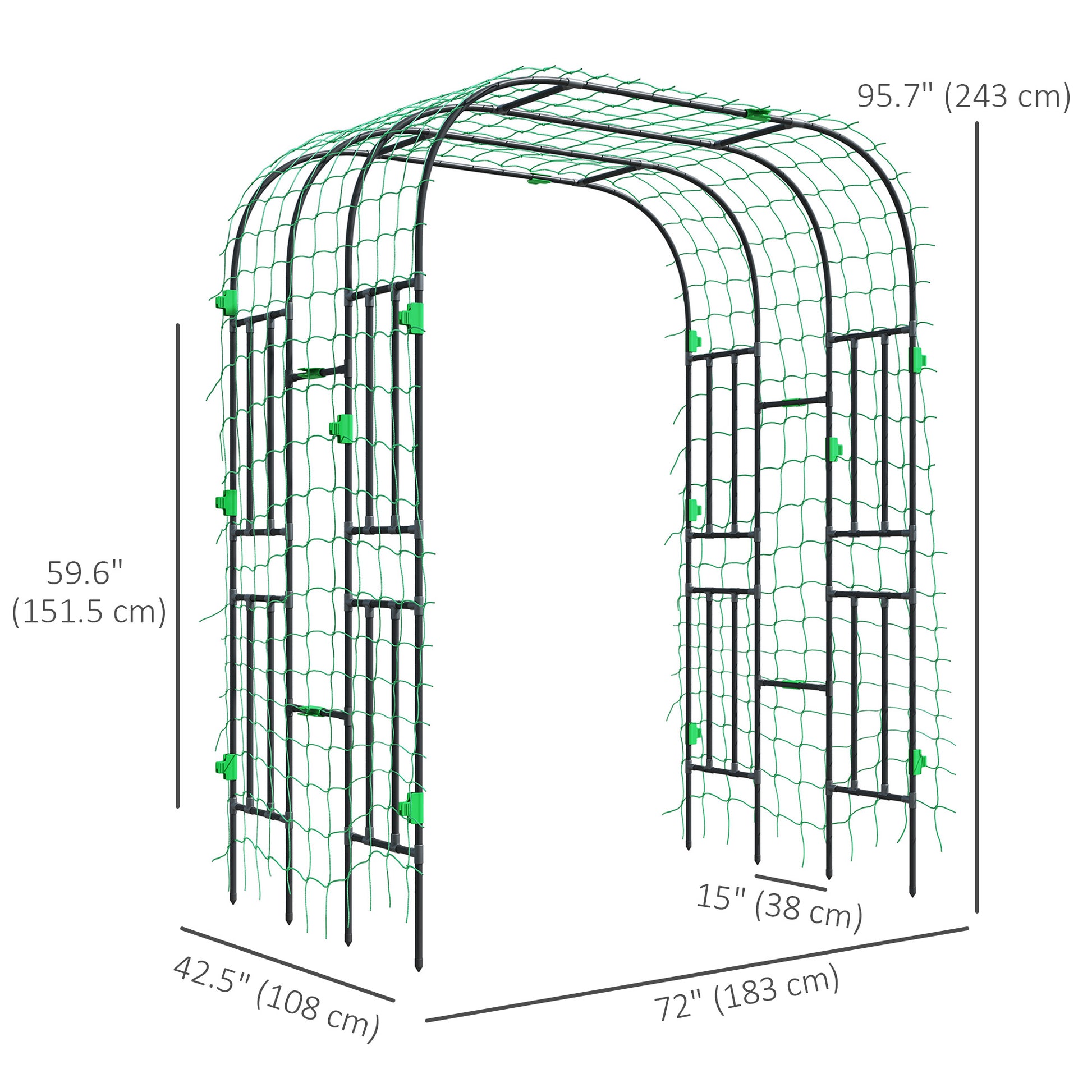 Arched Garden Trellis, 8 FT Tall Metal Plant Trellis Support with Trellis Netting for Climbing Plants