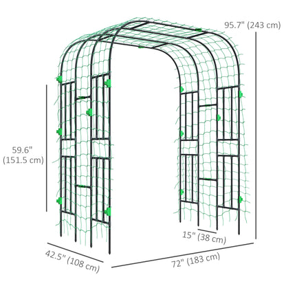 Arched Garden Trellis, 8 FT Tall Metal Plant Trellis Support with Trellis Netting for Climbing Plants