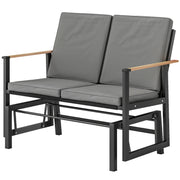 Outdoor Glider Bench for 2 Person, Patio Glider Loveseat with Thick Cushions for Garden Balcony Porch, Dark Grey