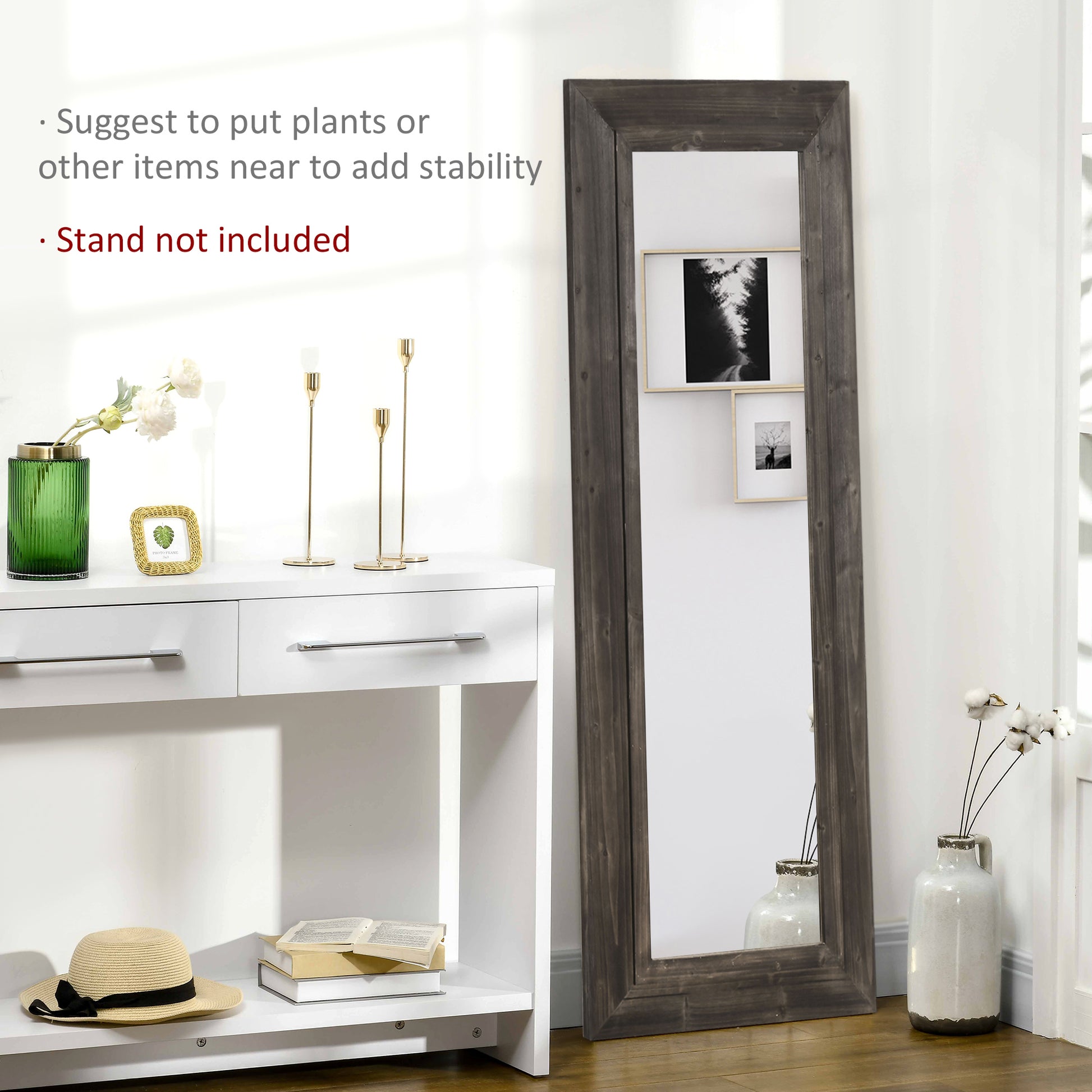 59" x 23.5" Full Length Mirror, Farmhouse Wall Mount and Leaner Floor Mirror, Vertical and Horizontal for Bedroom, Dark Brown