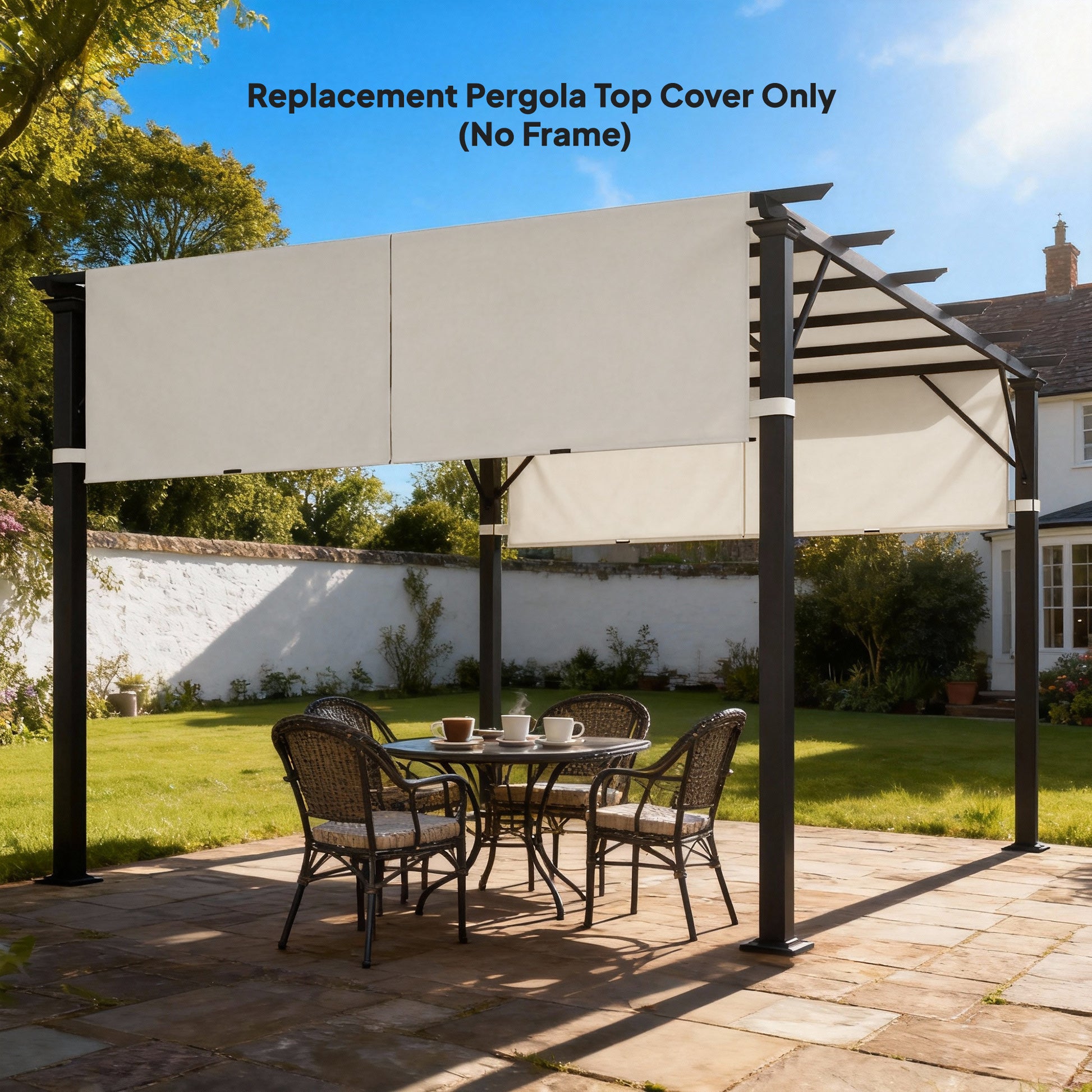 2 Pcs UV Protection Pergola Replacement Canopy, Pergola Shade Cover, Easy to Install, for 10' x 10' Pergola, Cream White