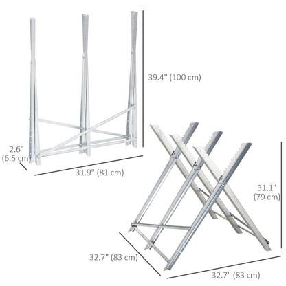 Portable Sawhorse Heavy Duty Cutting Stand Steel Adjustable Work Support, Foldable Sawhorse Stand 220 lbs Weight Capacity