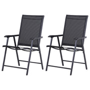 2-Piece Folding Dining Chair Set for Relaxing on Patio, Balcony, or Garden, Comfortable Outdoor Furniture with Armrests, Black