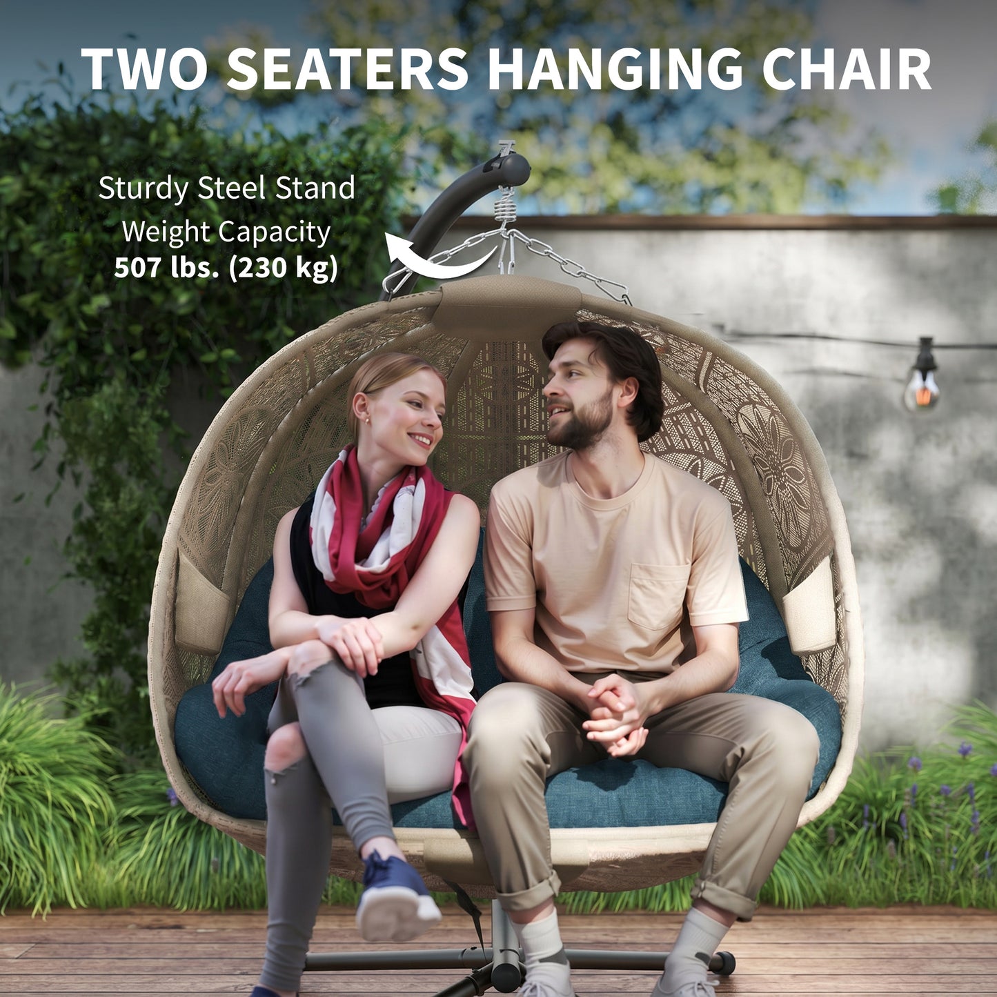 Hanging Egg Chair with Stand, Foldable Basket Swing Chair with Removable Washable Cushion, Dark Grey