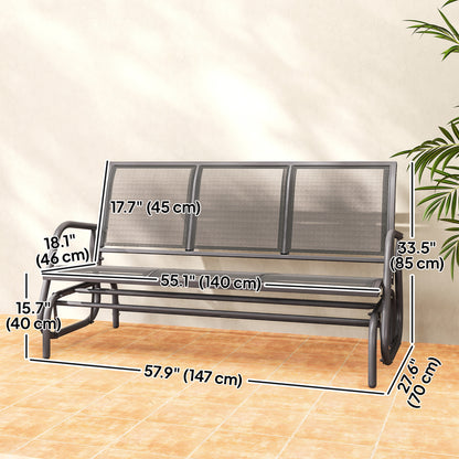 3-Seat Outdoor Glider Chair, Patio Rocking Chair, Steel Frame, Sling Fabric Seat for Garden, Backyard, Lawn, Grey