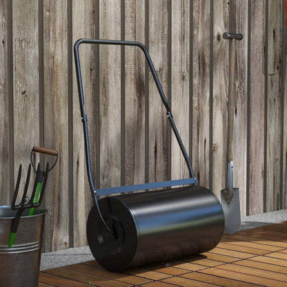 22" Push/Tow Behind Lawn Roller, Heavy Duty Sod Drum Roller Filled with 12 Gal Water/Sand, Grass Flattener for Yard, Patio, Park, Black