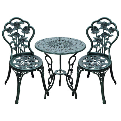 3 Pieces Patio Bistro Table and Chairs Antique Green