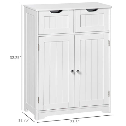 Bathroom Cabinet, Bathroom Storage Cabinet with 2 Drawers, Adjustable Shelf for Living Room, Entryway, White