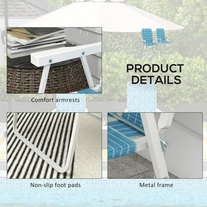 Set of 2 Folding Patio Chairs, Portable Chair Set with Armrests for Camping, Garden, Pool, Beach, Backyard, Blue