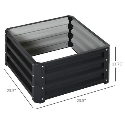 2' x 2' x 1' 2-Pieces Raised Garden Bed with Galvanised Steel Frame for Vegetables, Flowers, Herbs, Grey