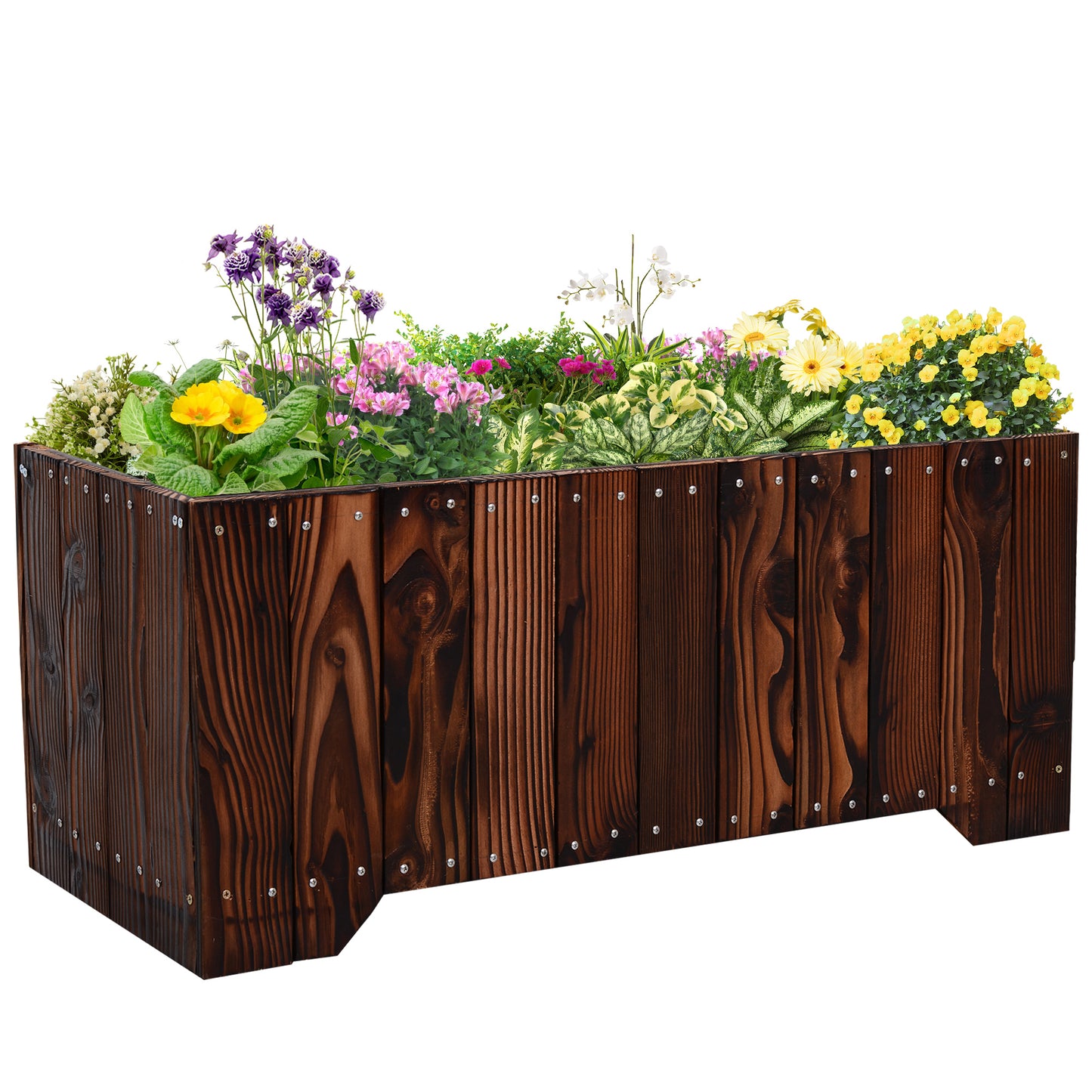 37.5"x15"x15.75" Raised Garden Bed, Wooden Planters for Outdoor Plants, Rectangle Vegetable Planter Box for Patio Deck Balcony Outdoor Gardening