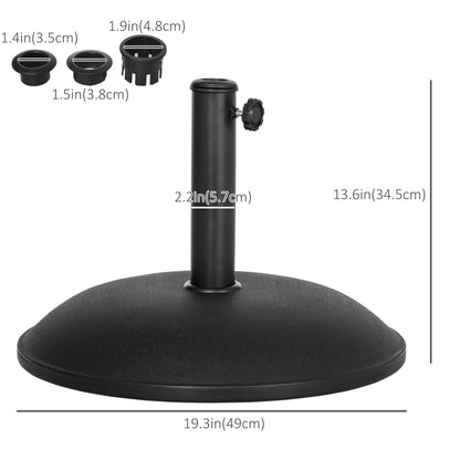 44 lbs Cement Round Umbrella Base Holder 19" Heavy Duty Parasol Stand for Patio, Outdoor, Backyard, Black