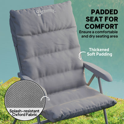 5-Level Reclining Camping Chair, Adjustable High Back Camping Chair with Side Pockets, Compact Camping Chair for Adults